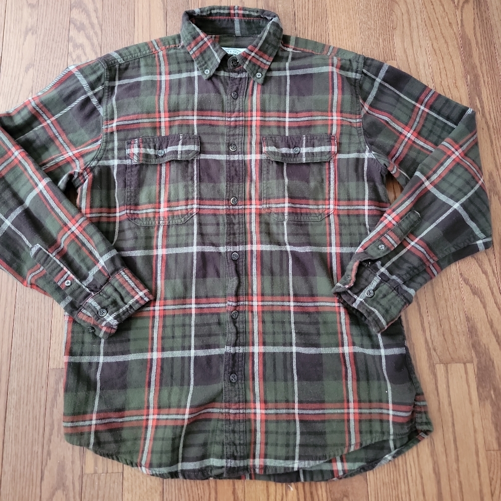 Mott Grand Flannel Shirt Mens Size M Brown Check Plaid Button Up Long Sleeve
